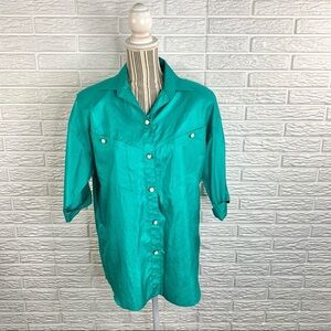 Vintage Kreation Shimmery Green Button Up Shirt